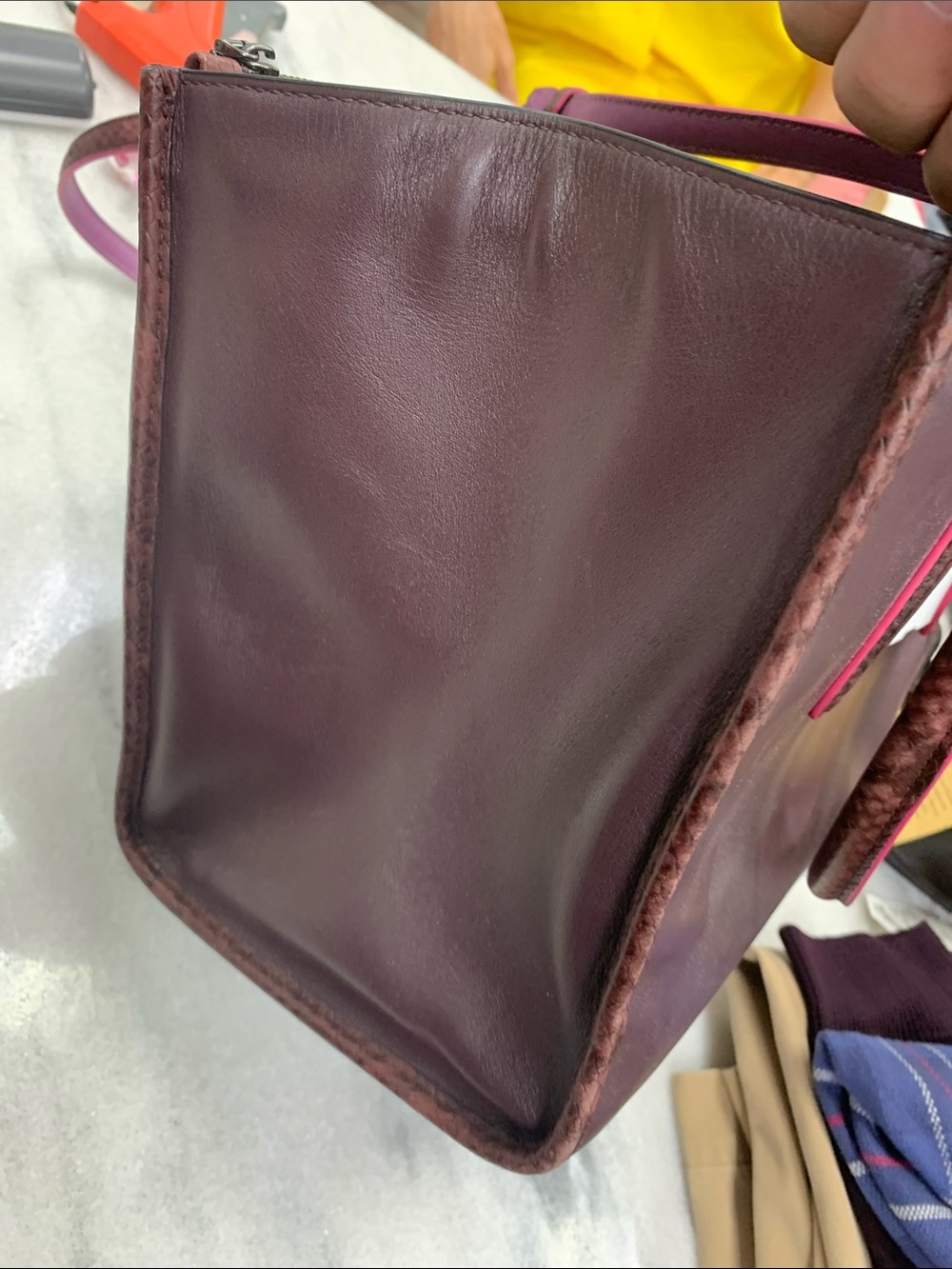Coach Burgundy Satchel with Pink Trim - Picture 3 of 7